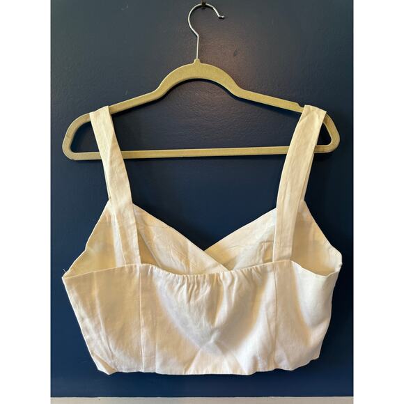 NWT Banana Republic | Ivory Cropped Linen-Blend Crossover Tank | Size 14 - Picture 4 of 8